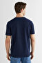 Men's Navy Blue Crew Neck Regular Fit Logo T-Shirt - 2