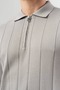 Zipform Half-Zip Polo Collar Striped Knitwear T-Shirt - 2