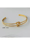 304 Stainless Steel 18K Gold Plated Knot Cuff Bangle - Minimalist Double Line Open Bracelet for Women - 4