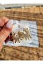 Sun Shaped Stone Detailed Gold Earrings - 2