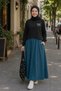 Girl's Black Sweat Petrol Maxi Skirt Basic Set - 4