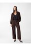 Lcwaikiki Classic Burgundy Wide Leg Women's Trousers with Elastic Waist