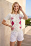 Baklava Patterned Buttoned Women's T-Shirt - 3