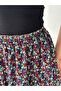 Women's Floral Pattern Wrinkled Fabric Flared Skirt with Elastic Waist - 5