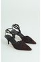 Aveny Lace Embroidery Detail Ankle Strap Thin Heeled Women's Shoes - 6