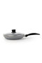 Non Stick Fry Pan with Glass Lid 28cm, Grey Aluminium Cooking Pan, Induction&Gas Compatible