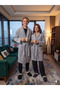 Wellsoft Unisex Gray Shawl Collar Dressing Gown Long Style - 3