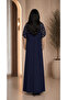 Minimalist Navy Abaya with Taupe Trim – Modern Modest Wear - 3