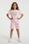 Powder Ballerina Patterned T-Shirt and Shorts Set for Girls, 2-Piece Set 23881 - 2