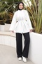 Ecru Pleated Tie-Front Tunic - 3