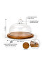 Acacia Cake Dome with Glass Lid, 29.5cm Wooden Cake Stand, Dessert & Pastry Display Stand - 6