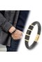 Yellow Black 316L Steel Hair Braid Leather Men's Bracelet