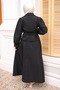 Black Belted Buttoned Shirt and Skirt Set - 2