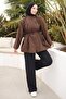 Brown Pleated Tie-Front Tunic - 2