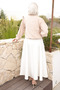 Beige Elastic Sleeve Shirt with Tie at the Waist - 2