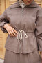 Mink Zippered Jacket, Cargo Pocket Skirt Set - 2