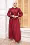 Burgundy Belted Buttoned Shirt and Skirt Set - 3