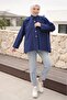 Navy Blue Buttoned Wide Sleeve Shirt - 3