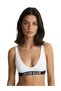 Women's White Round Neck Bralet Bikini Top Lv00Q61211