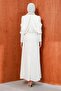 Ecru Plus Size Collar Stone Detailed Evening Dress - 5