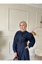 Lace-Up Balloon Sleeve Blouse-Skirt Denim Casual Women's Set - 2