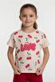 Red Cherry Patterned Love Written T-Shirt and Shorts Set for Girls 23897 - 3