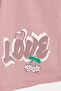 Dried Rose Cherry Patterned Love Written T-Shirt and Shorts Set for Girls 23899 - 5