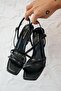 Kenty Women's Leather Heeled Sandals Black - 5