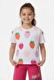 Fuchsia Fruit Patterned T-Shirt and Shorts Summer Set for Girls 23850 - 2
