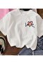 Minimal Love Heart Pattern Printed Short Sleeve Women's White Tshirt