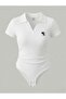 Polo Collar Ribbed Stylish Bodysuit Zıbın