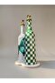 750 ml Special Design Green Checkered Patterned 2-Piece Decorative Glass Oil Pot Set – with Gold Lid and Stone Presentation Stand - 5