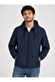 Men's Navy Blue Seasonal Jacket with Lining and Hood, Comfortable Fit, Water and Wind Resistant