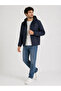 Men's Navy Blue Seasonal Jacket with Lining and Hood, Comfortable Fit, Water and Wind Resistant - 3
