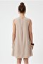 Women's Cody Soft Nubuck Cupra Woven Bell Cut Sleeveless Comfortable Beige Short Dress - 4