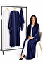 Navy Blue Abaya Set – Open Abaya + Inner Dress + Hijab – Modest Wear