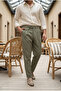 Men's Boyfriend Style Pleated Double-Leg Khaki Fabric Trousers Mz-1033 - 3