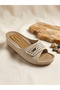Gezer 3992 Beige Massage Sole Comfortable Daily Mother Slippers - 3