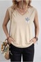 Mini Blue Flowers Ribbon Printed Women's Oversize Sleeveless T-Shirt