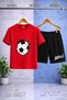 Children's Football Ball Graft Printed Crew Neck 3-Piece T-Shirt - Shorts Set - 4