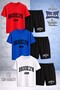 Children's Black Brooklyn Alt Usa Printed Crew Neck 3-Piece T-Shirt - Shorts Set