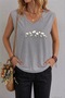 Small Daisies Printed Women's Oversize Sleeveless T-Shirt