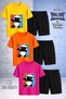 Children's Panda Colorful Canvas Eyeglasses Printed Crew Neck 3-Piece T-Shirt - Shorts Set