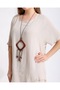 Authentic Pleated Viscose Dress with a Necklace - 2