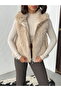 Artificial Fur Women's Vest – Zippered, Soft Textured - Stone |   Vmf2046 - 4