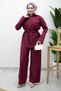 Double Pocket Gathered Waist Double Suit Set Tsd260202 Fuchsia - 4