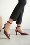 Women's Burgundy Patent Leather Heeled Shoes Tr03Ms02D - 3