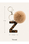 Leopard Patterned Leather Letter Keychain Charm with Pompom Bag Ornament Accessory with Hook Stylish Design for Women - 6