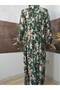 100% Cotton Viscose Belted Waist Collared Long Sleeve Buttoned Long Dress, Hijab Dress - 6