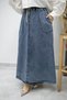 Pocketed Elastic Waist Denim Skirt Tsd260175 Light Blue - 2